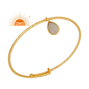925 Sterling Silver Natural <b>Rainbow</b> Moon Stone Gemstone Bangle For Women Jewelry Manufacturer - Product Image 1