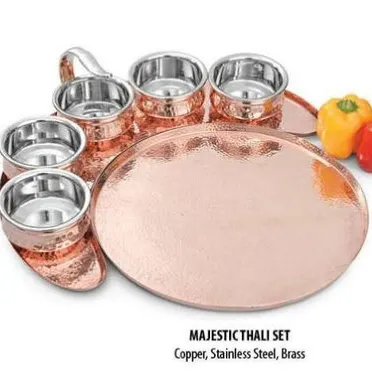 NEW Deluxe Stainless Steel 8pc Thali Set Plate Spoon Glass Bowl Konica DS1250 
