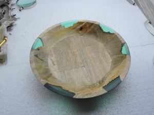 Nouveau design écologique Offre Spéciale bol à salade en bois et en résine bol à mélanger les fruits de forme ronde bol en bois et en résine - Product Image 4