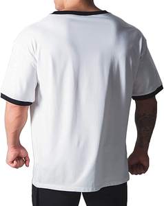 Venta al por mayor 100% algodón pesado personalizado hombres camisetas de gran tamaño de manga corta cuello redondo estilo Casual sólido microfibra para todos los días - Product Image 4