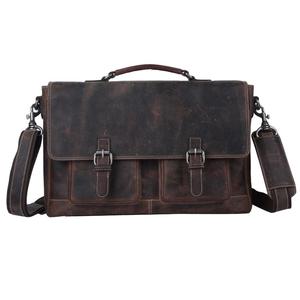 Maletín de Cuero Genuino Estilo Vintage Hunter, Bolsa para Portátil, Bolsa Ejecutiva, Bolsa de Mensajero para Hombre - Product Image 1