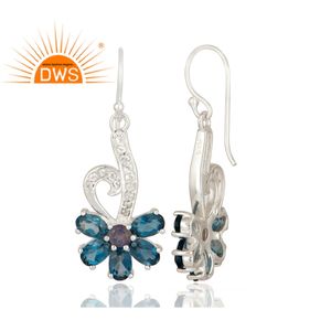 Londres — boucle d'oreille en pierre précieuse bleue en topaze, fabrication de bijoux, en argent Sterling 925 - Product Image 3