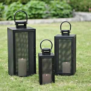 Bougeoir métallique moderne en lanterne noire, chandelier métallique - Product Image 2