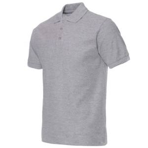 Meilleur prix Chemise à col polo à manches courtes de style décontracté pour homme 100% coton gris uni anti-rides tricoté écologique - Product Image 2