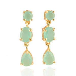 Just feel — boucles d'oreilles à facettes, bijoux minimaliste, mode, boucles d'oreilles pour filles, ensemble en or/argent, triple pierres, gouttes - Product Image 2