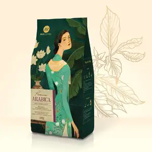 Việt Nam chất lượng tốt nhất bao bì 100% Arabica rang cà phê hạt cà phê máy trung bình rang 500gr/Túi