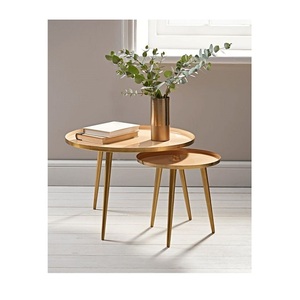 Ensemble de table de centre en bois et en fer de qualité supérieure de 3 tailles différentes de formes rondes pour un usage domestique - Product Image 6