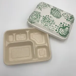 Eco-friendly green Take away paper food container Japanese style disposable bento box