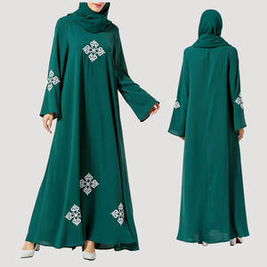 Abaya-vestido musulmán para mujer, túnica larga de color sólido, diseño abaya, 2019 - Product Image 3