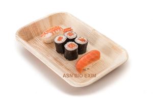 Feuille de palmier Areca naturelle et biologique, vaisselle jetable élégante écologique de luxe en forme de rectangle, assiettes à motif végétal de noël - Product Image 6