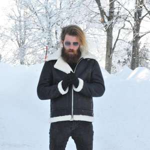 Chaquetas de piel de oveja genuina para hombres Premium con largo y cierre de cremallera - Product Image 1