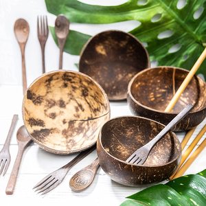 Petit bol en coquille de noix de coco naturelle de haute qualité, fait à la main, style campagnard du Vietnam, pour bougie gravée au laser - Product Image 3