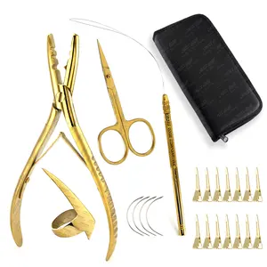 Hair parting & 2 Hole & crimp Micro bead Hair Extension tools kit, pliers for pre bonded hair extensions pliers