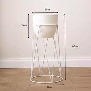 <b>Black</b> White <b>Plant</b> <b>Stand</b> Flower <b>Pot</b> - Product Image 3