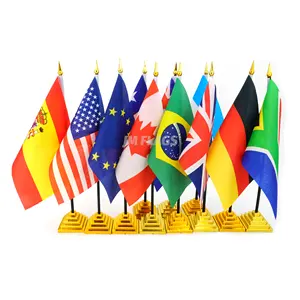 Wholesale German Table Flags With 8.2*5.5 Inch Flags Golden Stand Table Decoration German Desk Flags