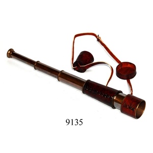 Náutica latón cuero montado telescopio con bolsa de cuero para venta raro antiguo y calidad estándar telescopio - Product Image 2