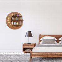 Étagère en bois en forme de croissant de lune pour cristaux, pierres et huiles essentielles, présentoir en cristal pour salon, chambre à coucher