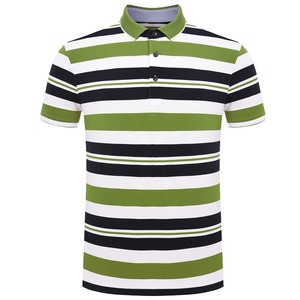 Polo de manga corta a rayas para hombre, camisa 100% de algodón de alta calidad, con cuello redondo, para la exportación - Product Image 1