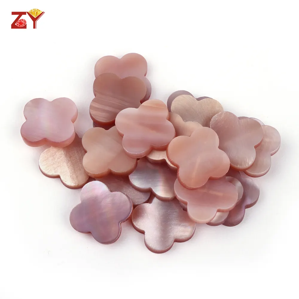 Four Leaf Clover Pink Shell Design, Mother of Pearl Shell Gemstone