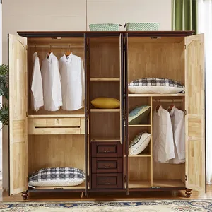 Antiguidade americano móveis de casa guarda-roupa, de madeira 2 3 4 portas armário doméstico roupas grandes cabidos quarto armário