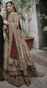 -PAKISTANI--<b>BRIDAL</b>-HEAVY-<b>JACKET</b> WITH LEHENGA DRESS--Embellished in Crystal Glass Beads Stone FULL of DABKA-work for Wedding=2021 - Product Image 2