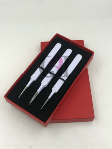 แหนบต่อขนตาสแตนเลสมืออาชีพเคลือบผงสีขาวปรับแต่งโลโก้ได้ตามต้องการ - Product Image 6