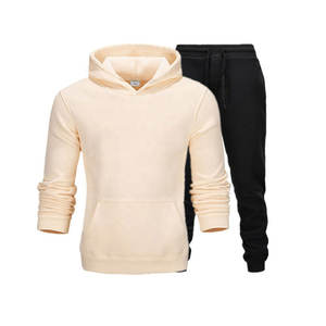 Bleu marine sweat à capuche avec poche kangourou en molleton pantalon survêtement ensemble - Product Image 3