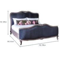 Lit français en velours rembourré élégant meubles de chambre de luxe meilleure qualité bois de teck massif vente entière