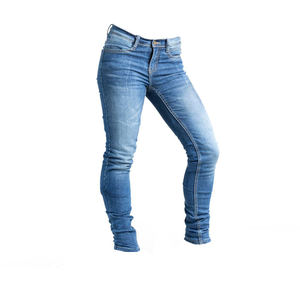 EN17092 Fashionable <b>Blue</b> Biker <b>Jeans</b> for Girls Creased Style European Fitting <b>Dark</b> Wash <b>Denim</b> Prime Protection Breathable - Product Image 2
