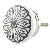 Poignées et boutons décoratifs noirs de tiroir de cuisine Bouton d'armoire de garde-robe florale de marguerite en vrac à prix bon marché