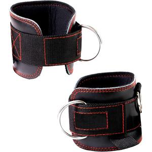 Tobilleras correas de cuero con logotipo personalizado, para entrenamiento de piernas, máquina de Cable, accesorio de pie, repuesto para bandas de glúteos, correas de tobillo acolchadas - Product Image 1