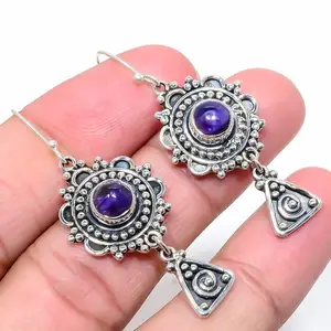 Russische Charoite Oorbellen Hoge Kwaliteit 925 Solide Sterling Zilveren Sieraden Mode Luxe Beroemde Designer Merken