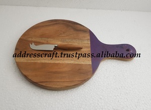 Planche à fromage et charcuterie artisanale Ensemble de planche à fromage en bois de manguier et résine Bloc à découper pour la maison Hôtel Restaurant Ustensiles de cuisine - Product Image 6