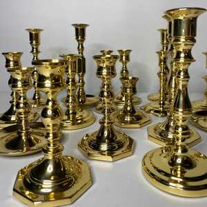 Bougeoirs en laiton Vintage mariage dîner fête or chandeliers cadeau noël - Product Image 1