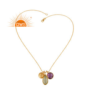 Perle Simple plaqué or jaune 18k en pierre précieuse, collier en topaze de citron naturel et améthyste, vente en gros, bijoux en argent, offre spéciale - Product Image 2