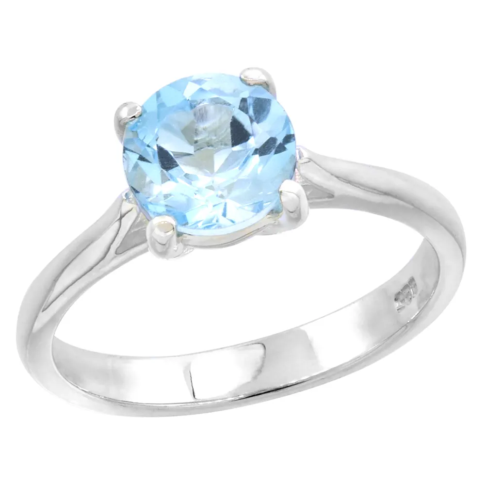 Blue Topaz Wholesale 925 Solid Sterling Silver Natural Gemstone Ring Handmade Jewelry Semi Precious Topaz Stone Engagement Ring