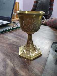 Calice et paten en laiton avec croix d'église fournitures d'église cuivworld inde - Product Image 6
