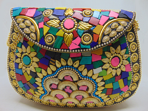 latest design mobile holder assorted designs & colors Multi Mosaic Stone <b>Clutch</b> Purse - Product Image 2