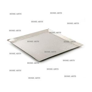 Ensemble de deux plateaux de service de forme carrée en aluminium couleur argent plateau de service de collations de fruits à bas prix - Product Image 4