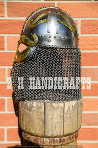 Casco vikingo Medieval con malla cruzada, armadura de guerrero, casco de caballero, disfraz de adulto, deporte funcional, Metal, acero, India N/A - Product Image 3