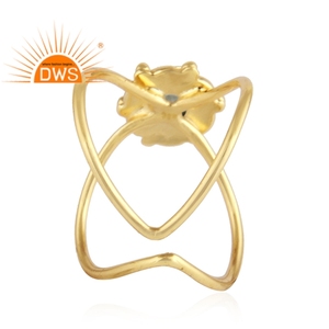 แหวนพลอยคริสตัลควอตซ์สไตล์วินเทจชุบทองคำเหลืองอินเดีย เงินแท้ 925 แหวนเครื่องประดับขายส่ง - Product Image 3