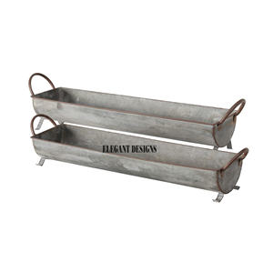 Indio antiguo galvanizado bandeja Rectangular de corte de forma diseñado estilo de moda de Metal galvanizado bandeja - Product Image 2
