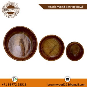 Leading Exporter of <b>Best</b> Quality Handmade Acacia Wooden Serving Bowl Set of 3 Handmade Bowls Manufacture in India - Product Image 5