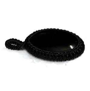 Gema ovalada de ónix negro, colgante de cordón de macramé, Piedras Naturales curativas, cabujón - Product Image 2