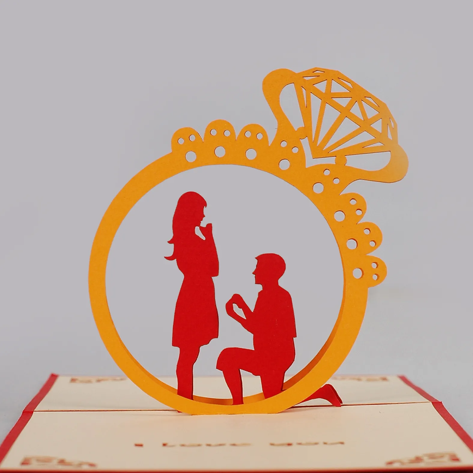 Modèle de voyage romantique Carte de vœux 3D Popup conçue et fabriquée à la main en vrac au Vietnam