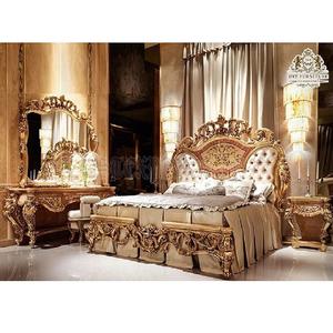 Mobilier de chambre à coucher en bois de teck, lit luxueux sculpté à la main, création de Designer, manoir Royal - Product Image 1