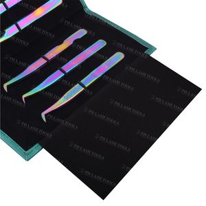 Portefeuille en cuir PU vert professionnel, étui de pincettes élastiques, pour 6 extensions de cils, étiquette privée, étui de pince à épiler, pièces - Product Image 5