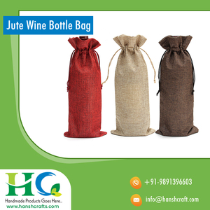 Bolsas con cordón de lino y cáñamo lavables para botella de cerveza, bolsas de yute para vino, con estampado personalizado, de fabricante indio - Product Image 3