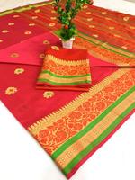 Nouveau Look riche tenue de soirée coton soie Saree avec chemisier pièce femmes indiennes portent Sari battre prix en gros Surat ethnique