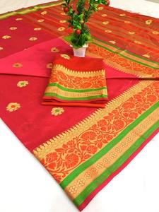 Auto-conçu coton soie Sari adultes filles mode indien Style pakistanais robe fête spéciale tissé à la main conception rassemblée - Product Image 6